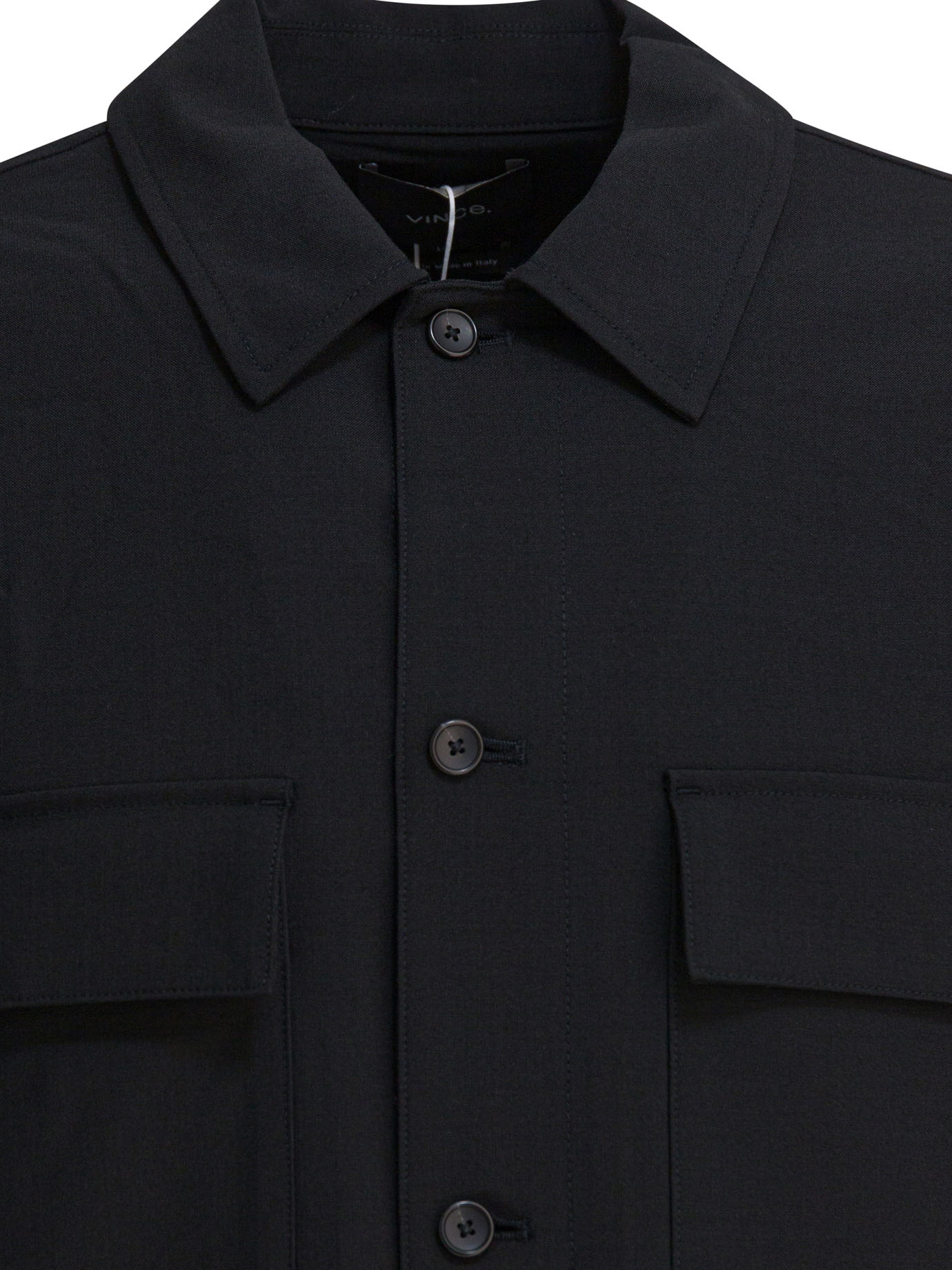 Vince Button-front Wool Overshirt In Black