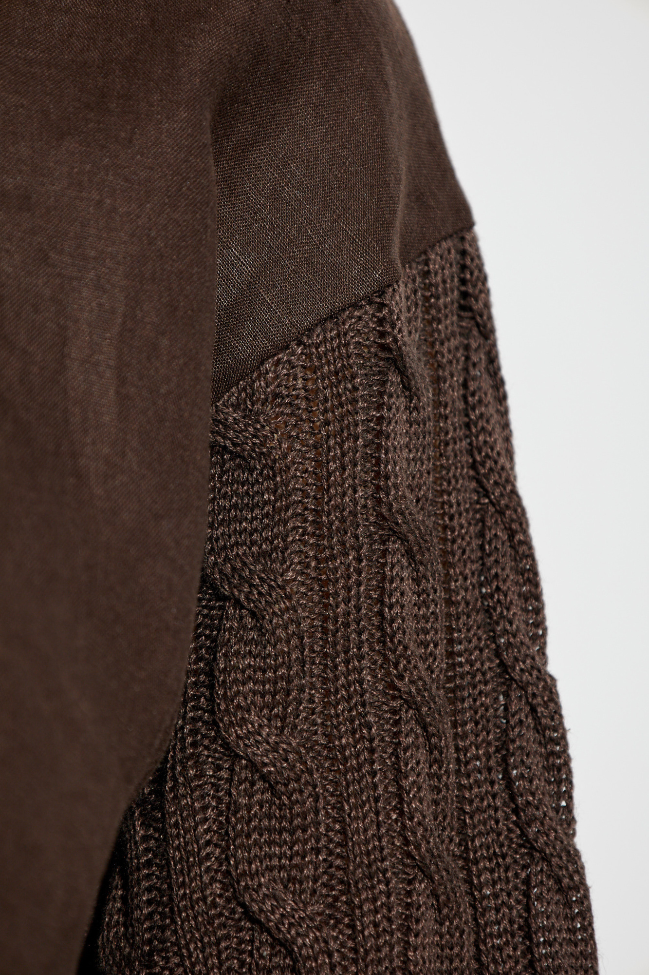 Max Mara Linen Cardigan With A Cable Knit And Ribs In Brown