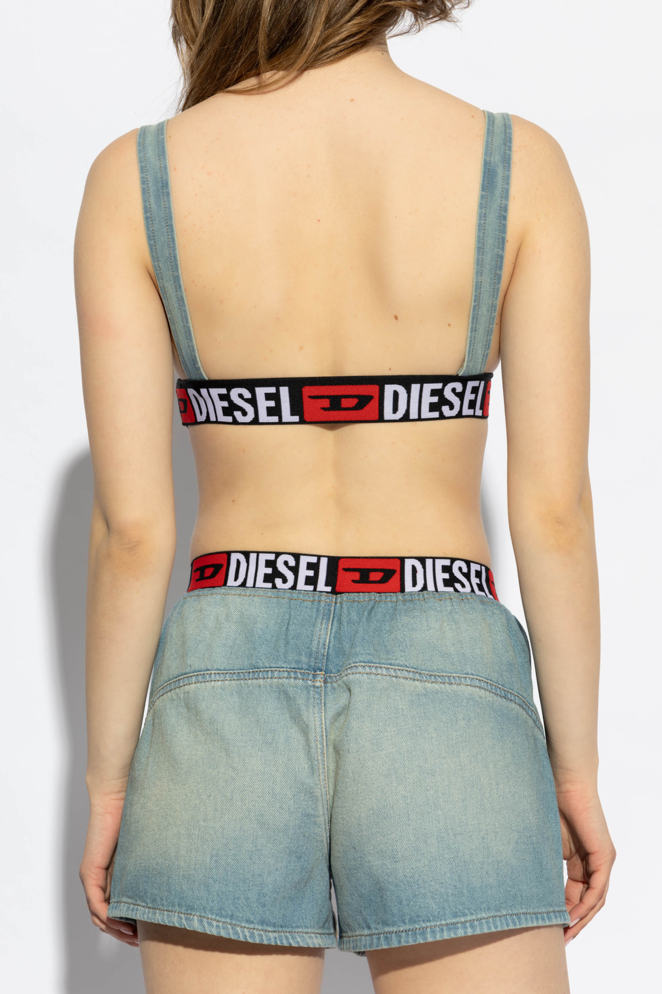 Diesel De-geny-s Denim Bra Top In Gray