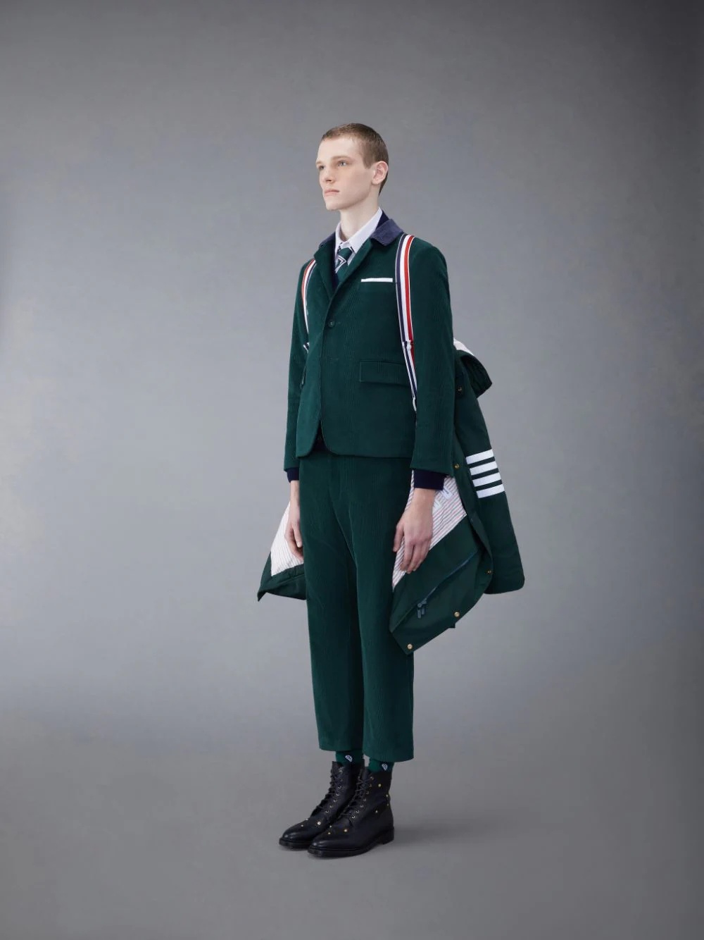 Thom Browne Raglan-sleeve Parka Coat In Green