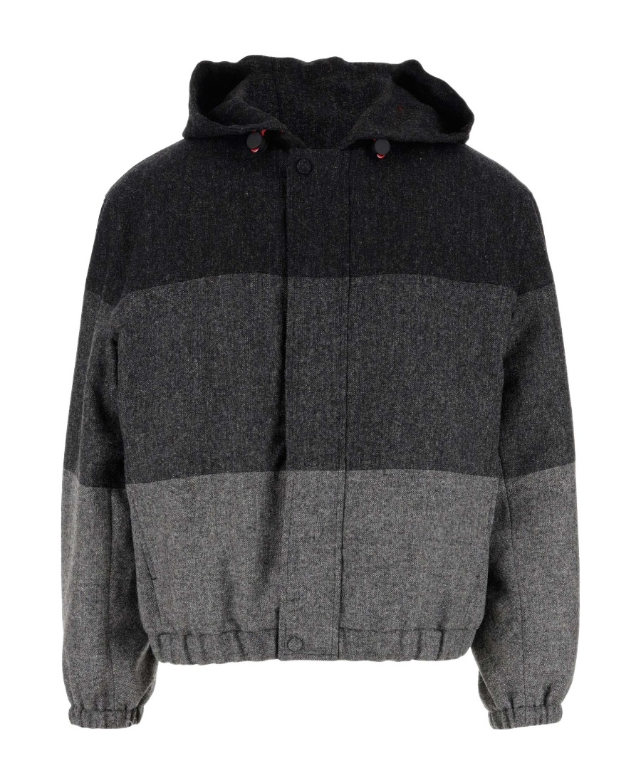 Thom Browne Padded Colour-block Panel Jacket In Black