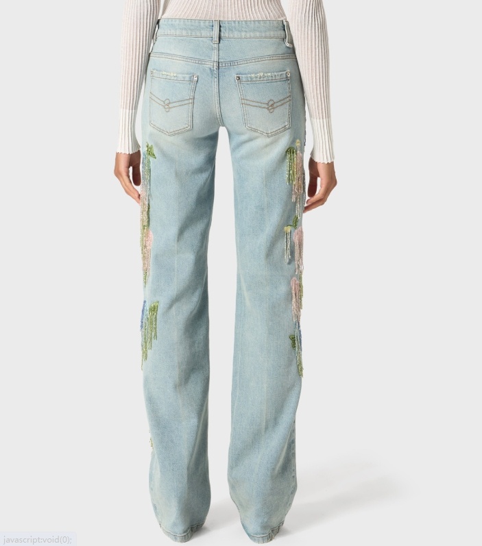 Blumarine Bead-tassel Jeans In Blue