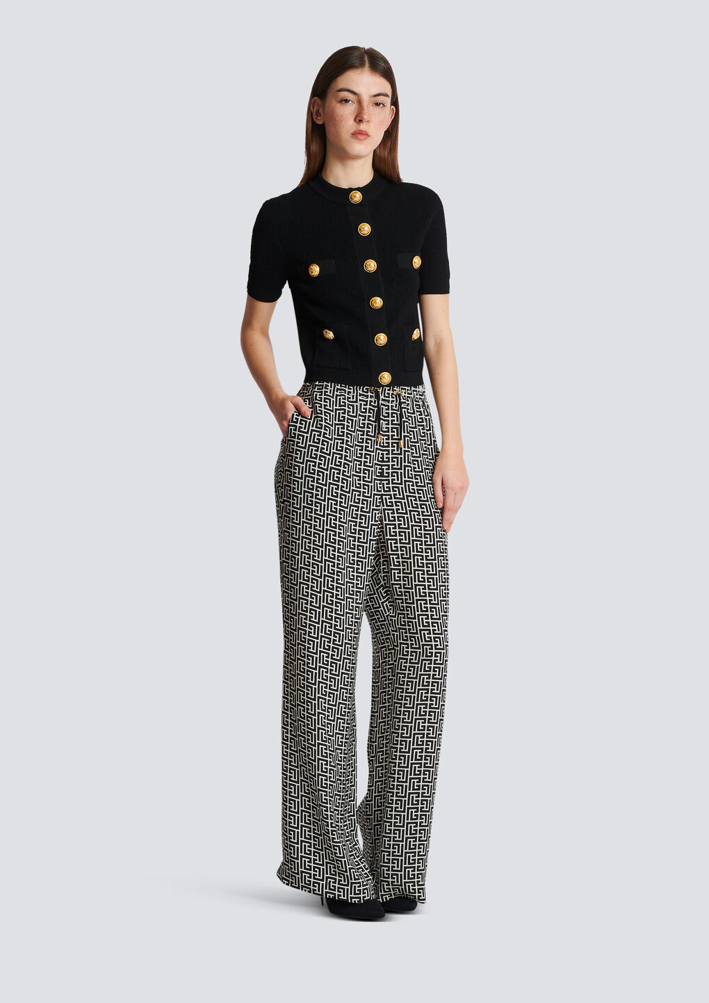 Shop Balmain Buttoned Knitted Cardigan In Black