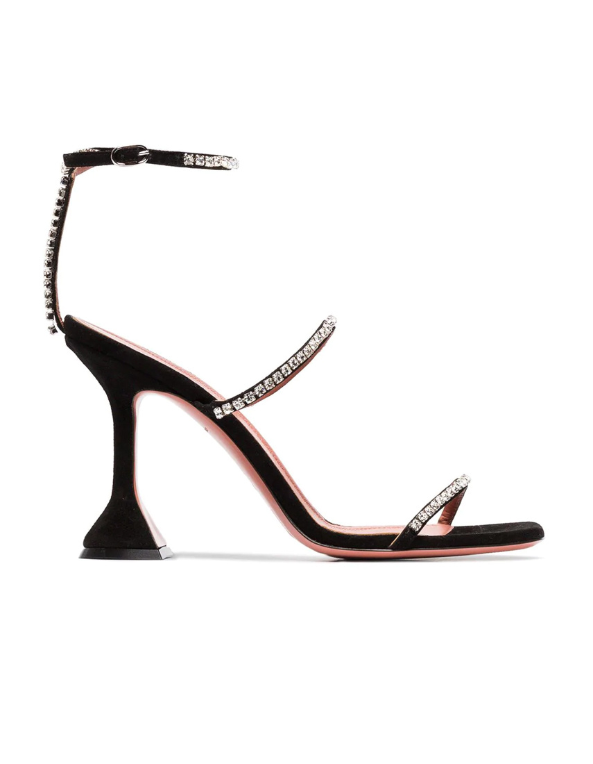 AMINA MUADDI GILDA 95 CRYSTAL THREE-STRAP OPEN-TOED SANDALS 