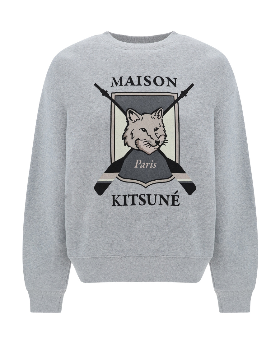 Shop Maison Kitsuné Fox-printed Crewneck Sweatshirt In Black
