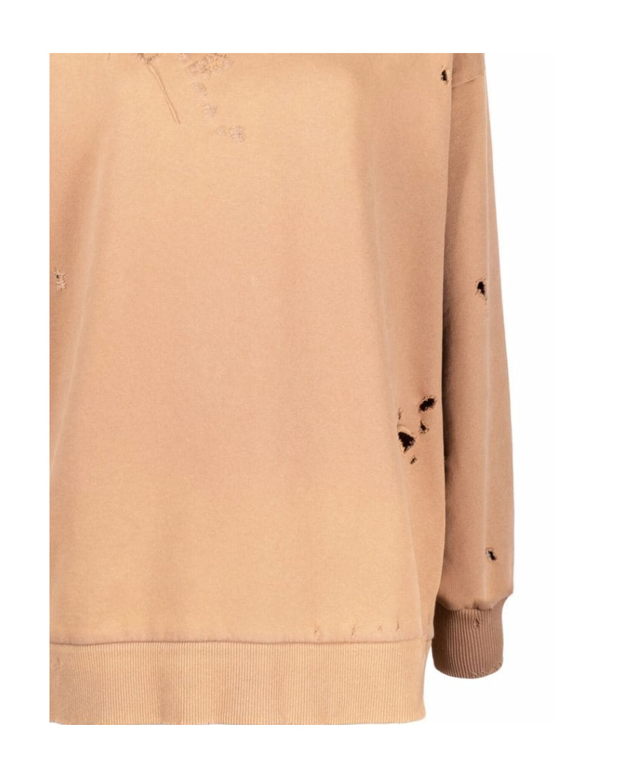 Acne Studios Ripped Cotton Hoodie In Nude