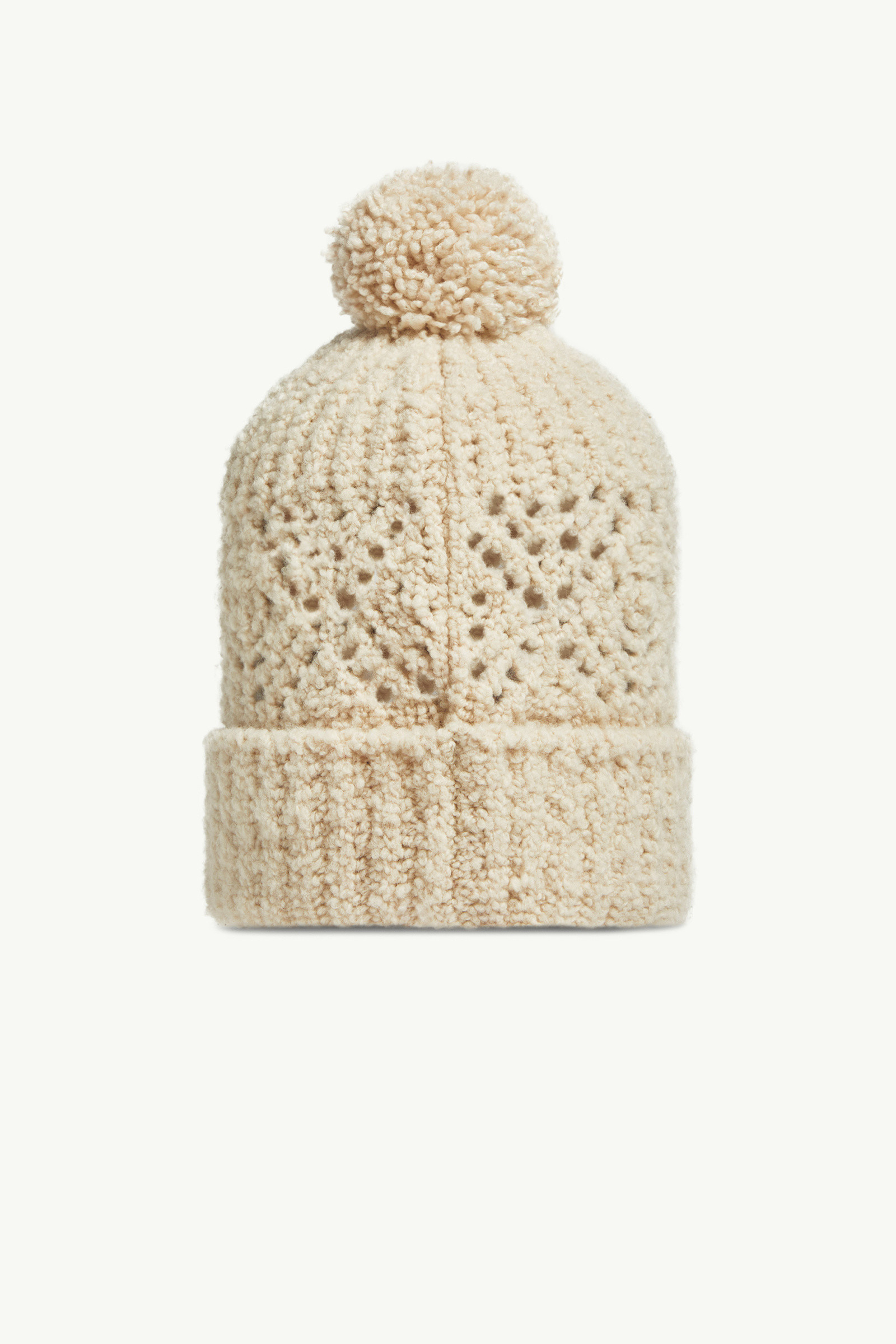 Moncler Wool Blend Beanie With Pom Pom In Neutral