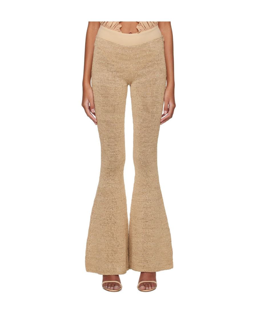 Magda Butrym Knitted Horn Casual Pants In Nude