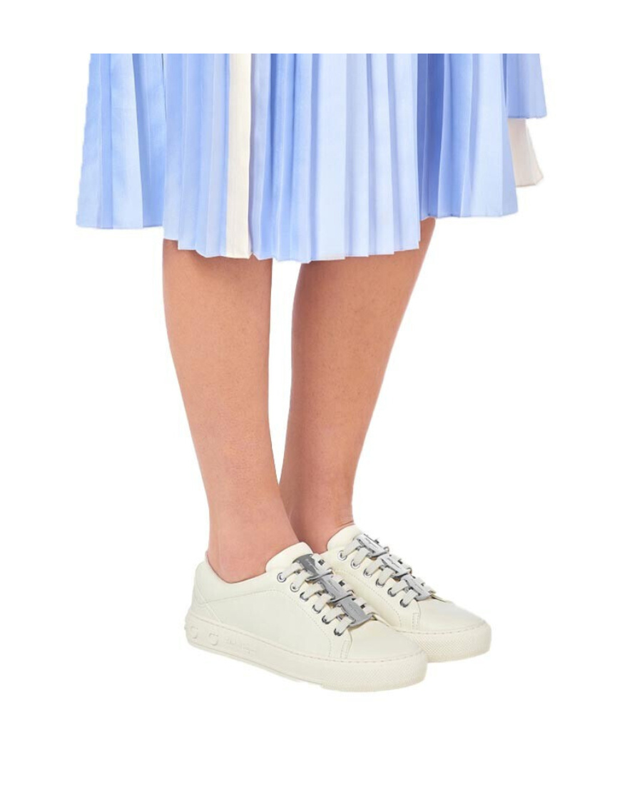 Ferragamo Nadine Lace-up Leather Trainers In White