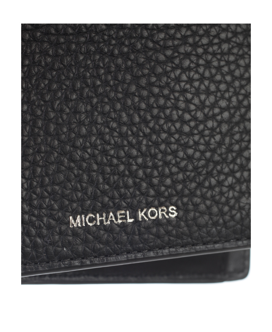 Shop Michael Kors Greyson Pebbled Billfold Wallet In Black