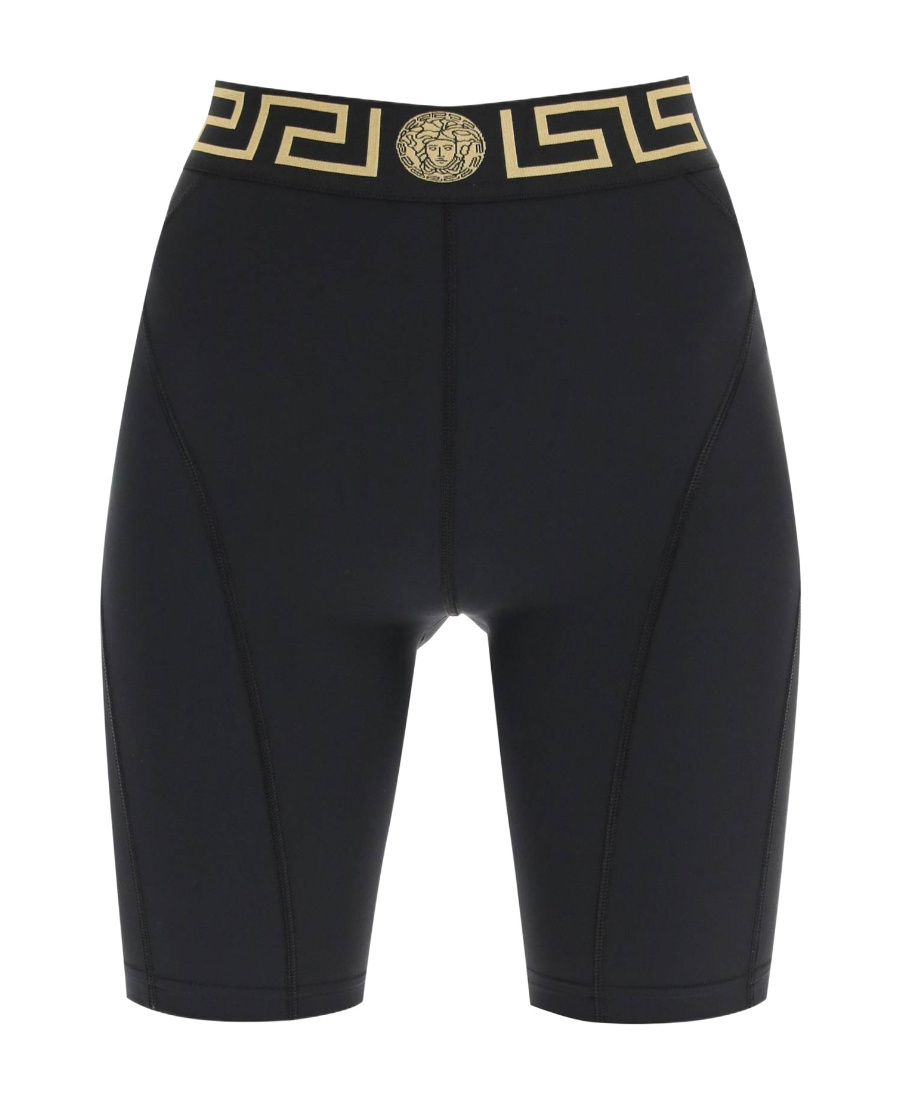 Shop Versace Logo-band Shorts In Black