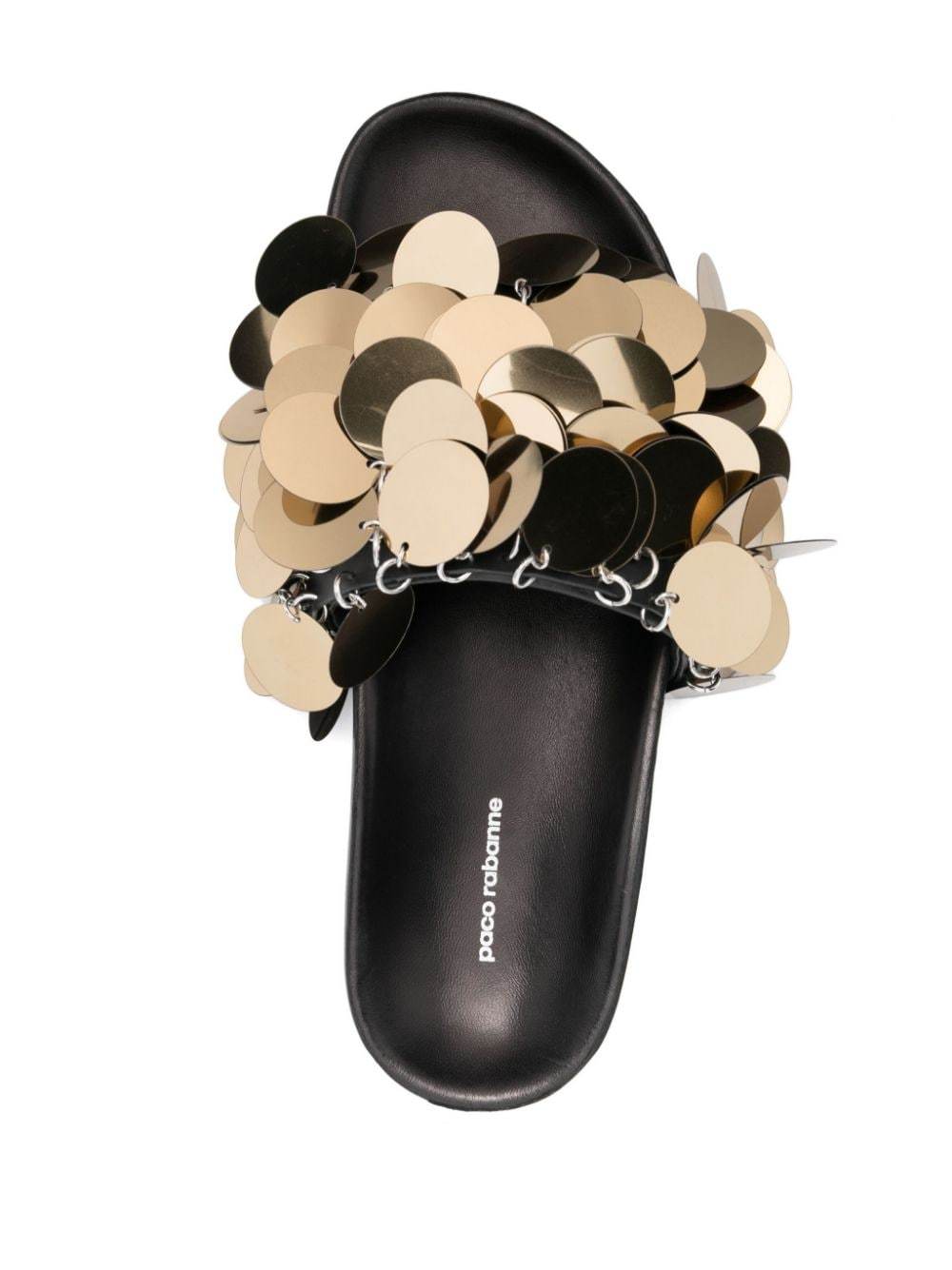 Rabanne Sequin-embellished Slides In Black