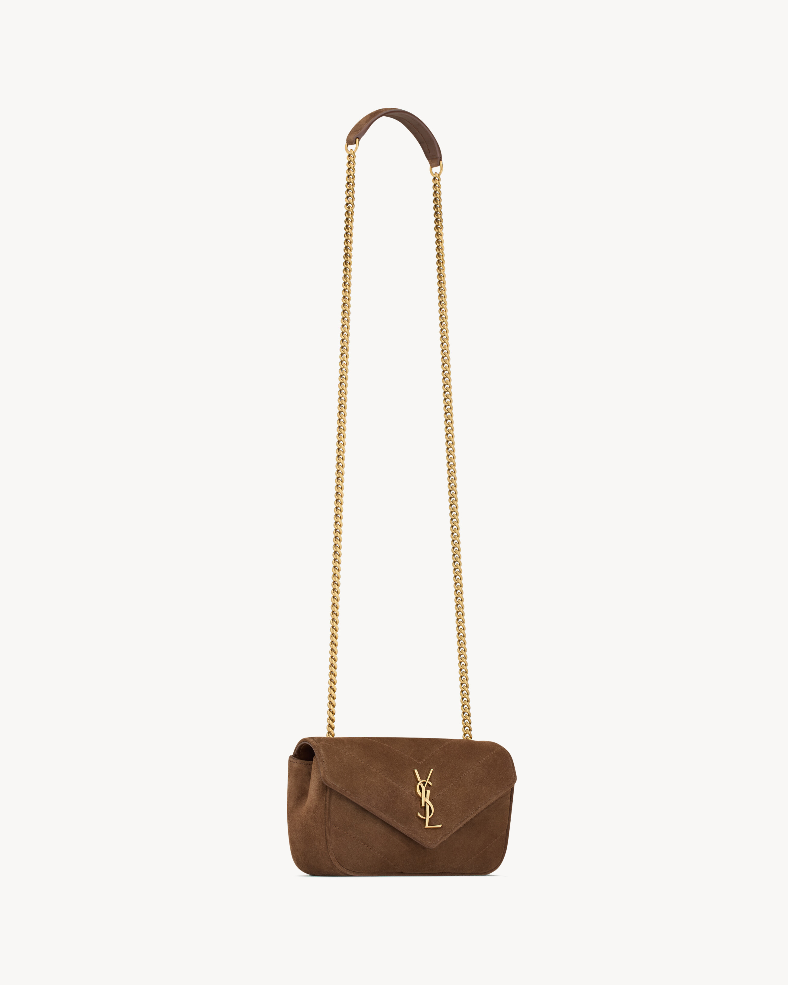 Saint Laurent Loulou Mini In Suede In Brown