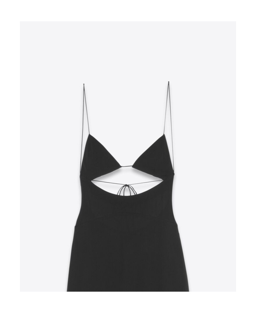 Saint Laurent Open-back Crepe Dress In Black