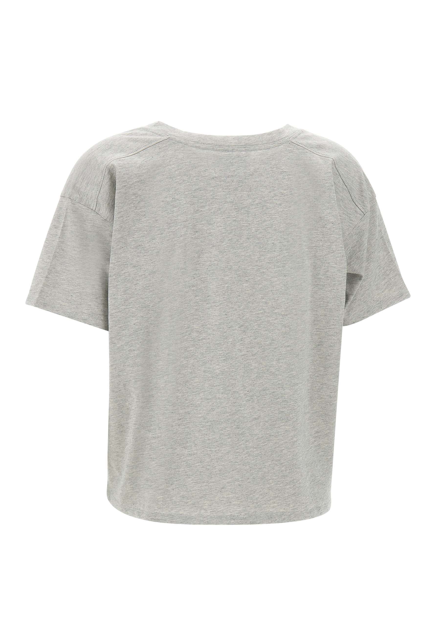 Loulou Studio V-neck Cotton T-shirt Asymmetrical Hemline In Gray