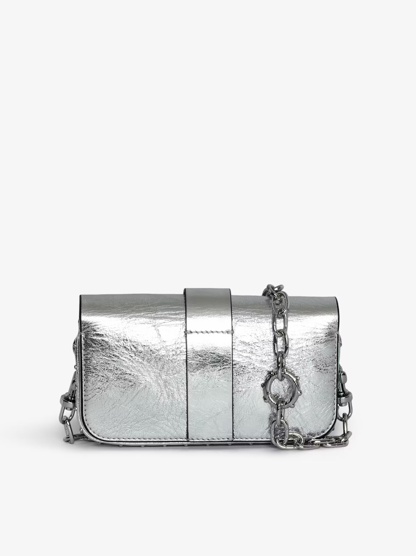 Zadig & Voltaire Metallic Leather Crossbody Bag In Silver