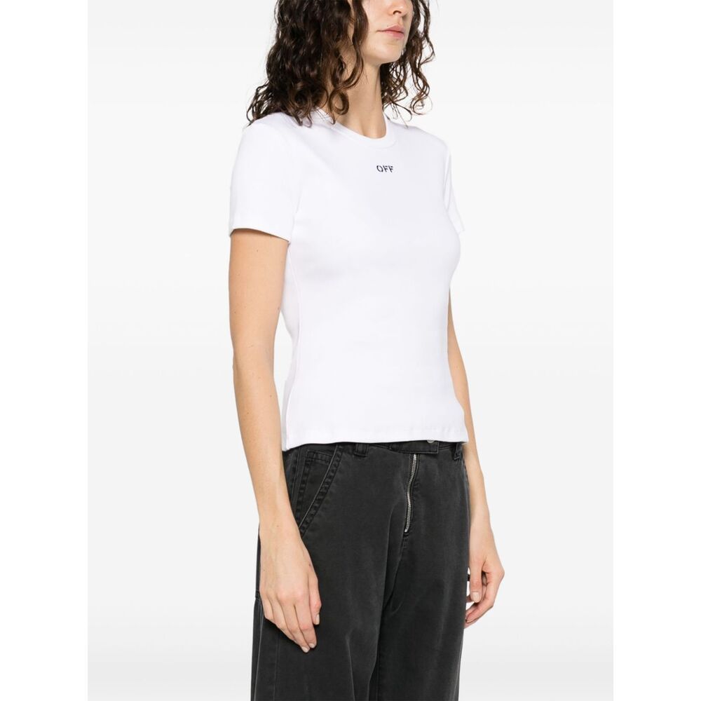 Off-white Off Stamp Stretch-cotton T-shirt In White