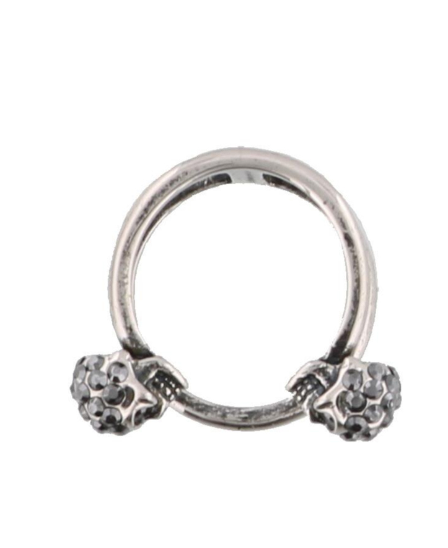 Alexander Mcqueen Skull Motif Twin Ring In Gray