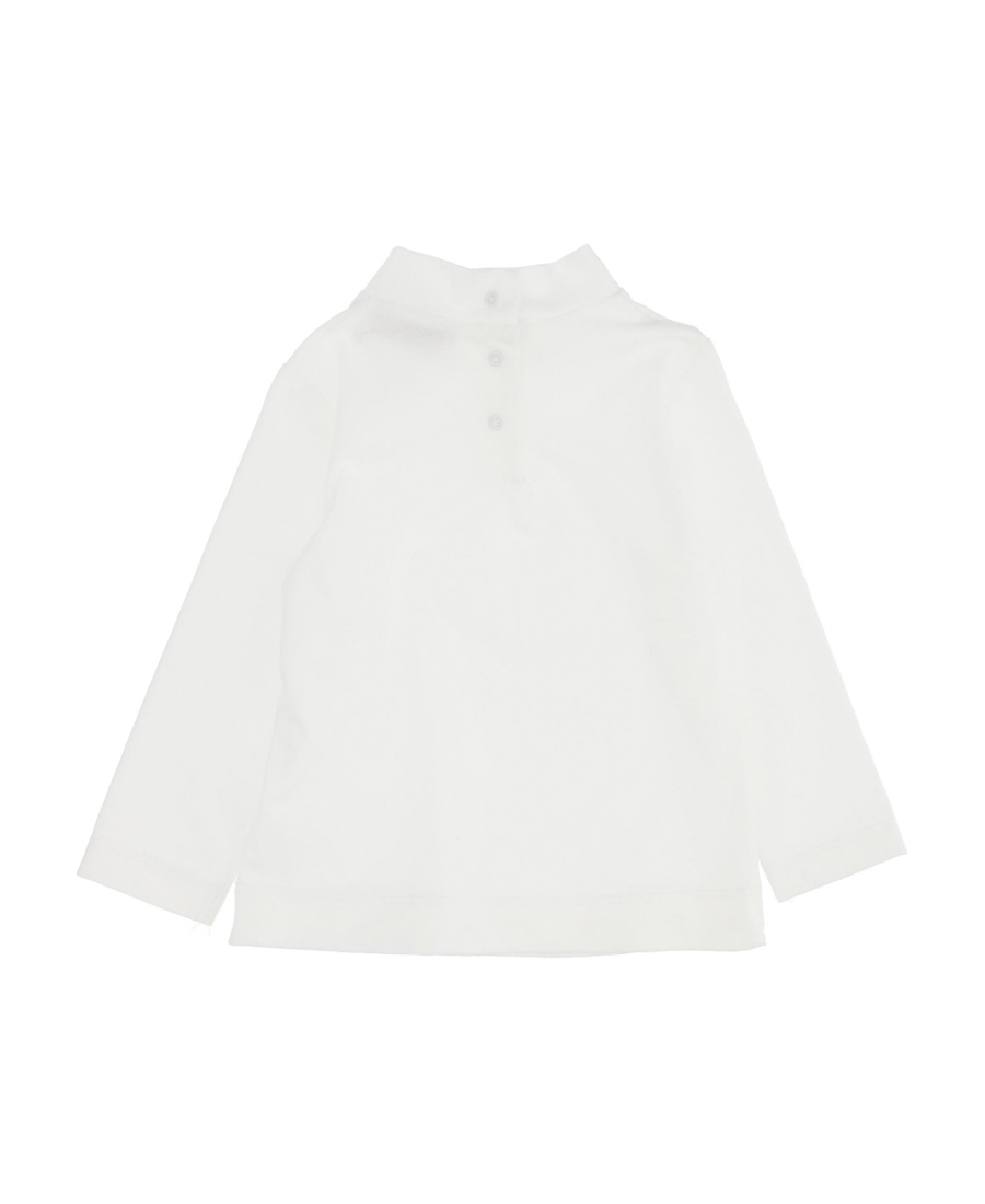 Monnalisa Logo Long-sleeved High-collar T-shirt In White