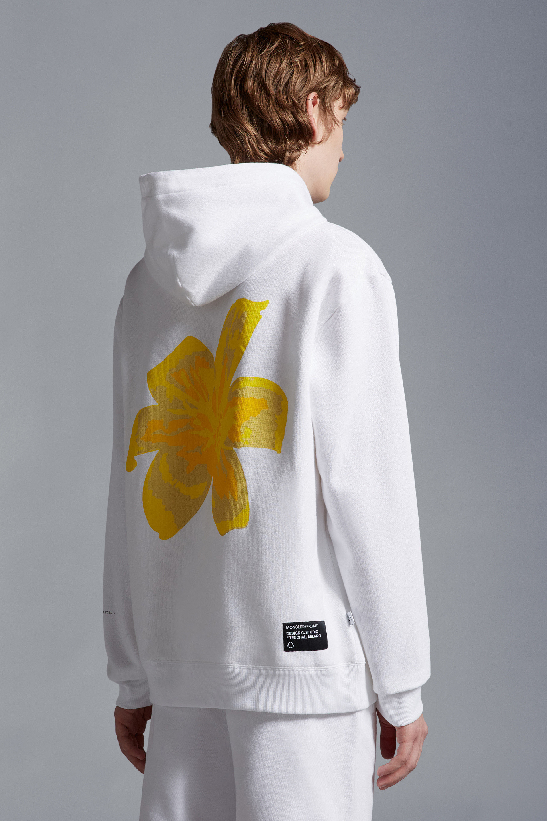 Shop Moncler Floral Motif Hoodie In White