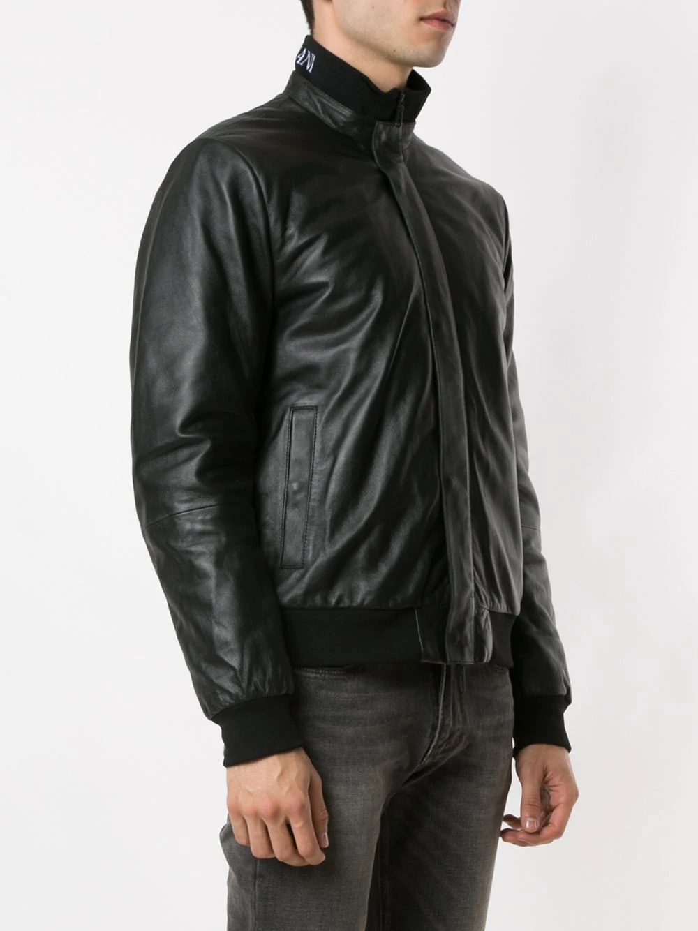 Emporio Armani Blouson Aus Nylon Mit Durchgehender Mikro-stickerei Mit Adler-motiv In Black