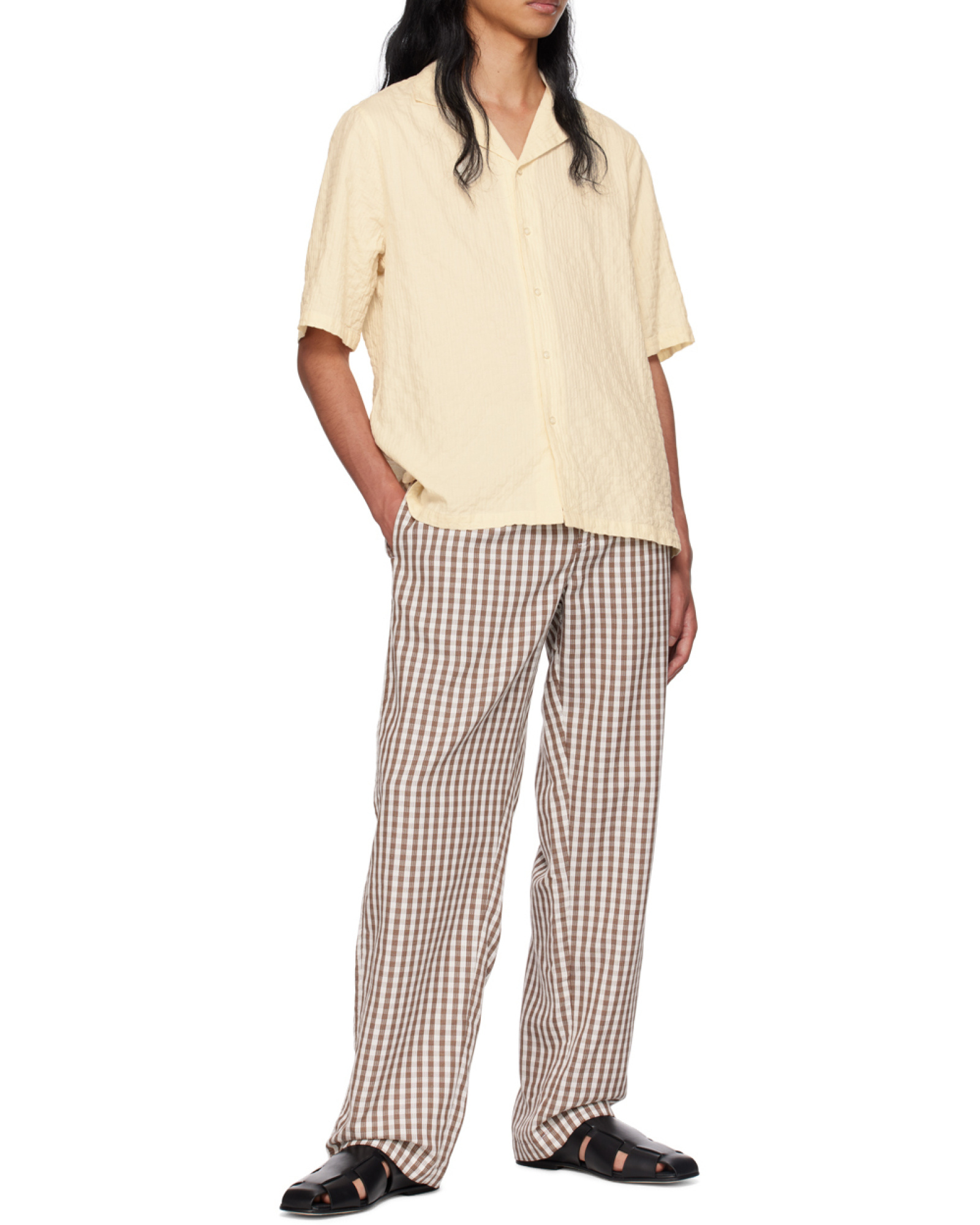 OFFICINE GENERALE WAFFLE-EFFECT SHORT-SLEEVE SHIRT