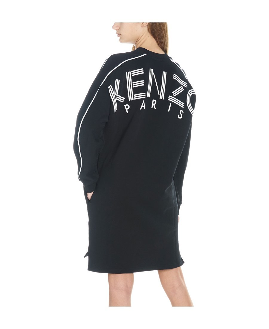 Kenzo Black Logo Print Sports Dress In Green