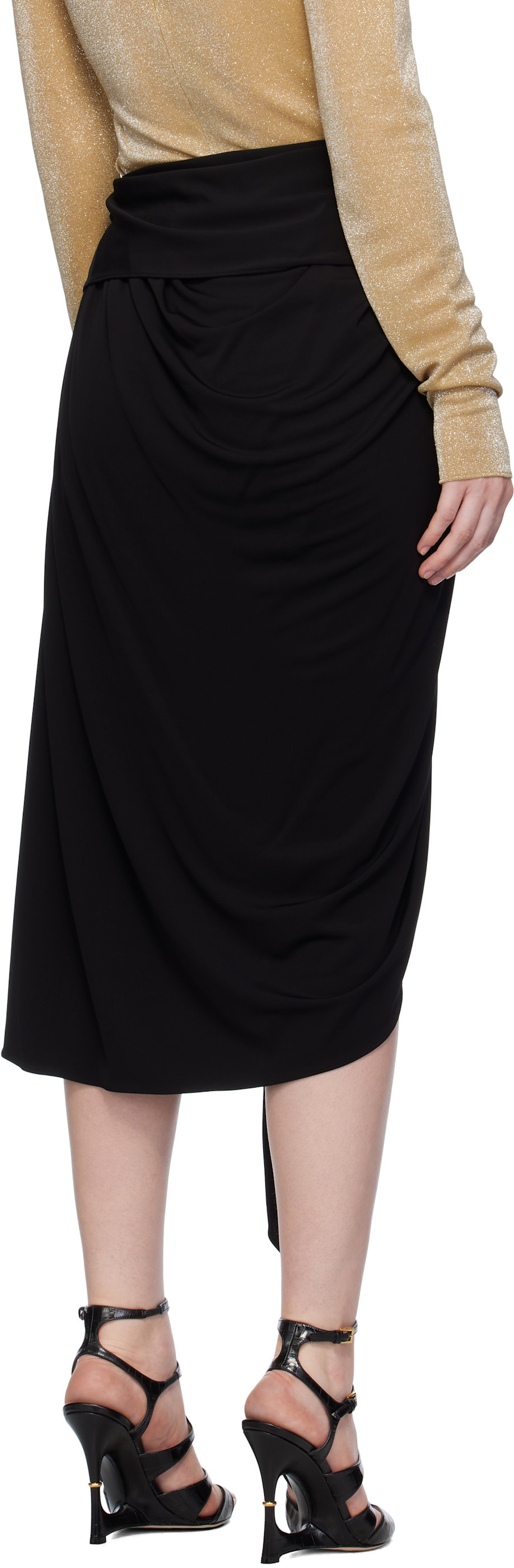 Lanvin Black Mélodie Wrap Midi Skirt In Black