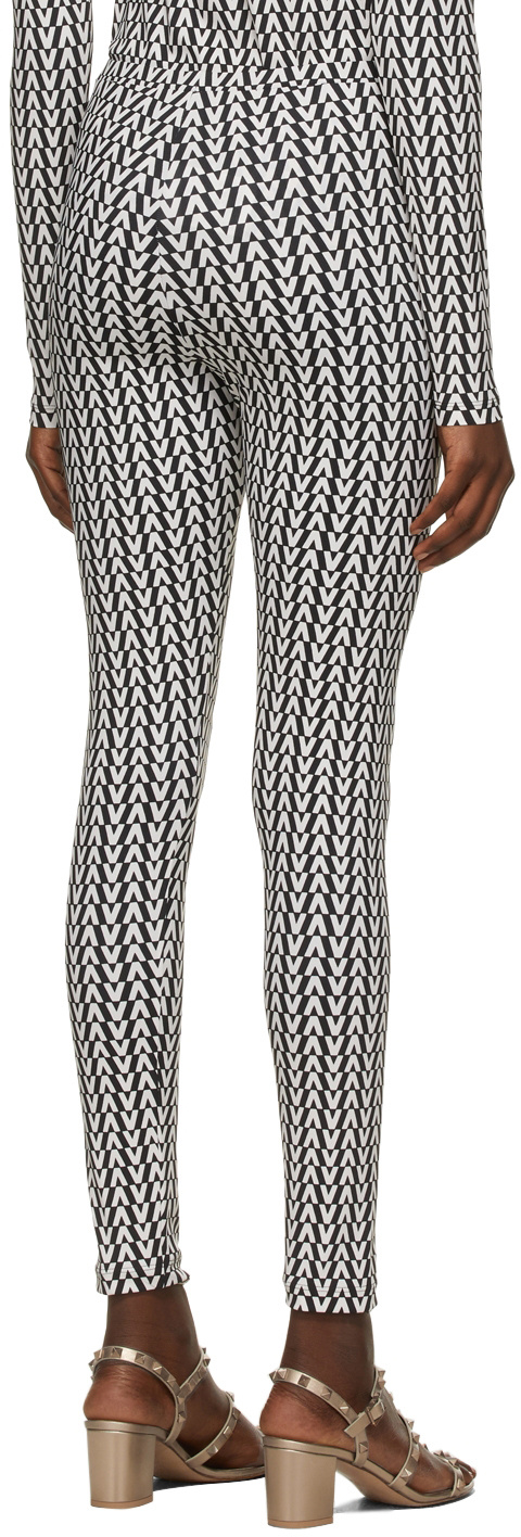 Valentino All-over Logo-print Leggings In Gray