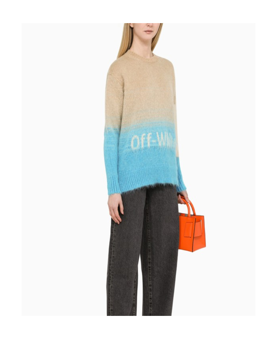 Off-white Mohair Blend Helvetica Degradè Pullover In Nude
