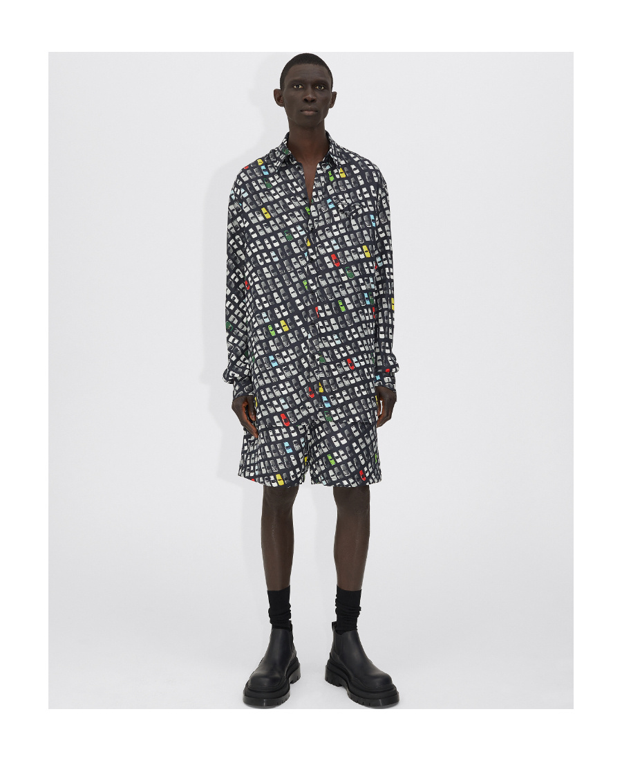 Bottega Veneta Graphic-print Long-sleeve Shirt In Black