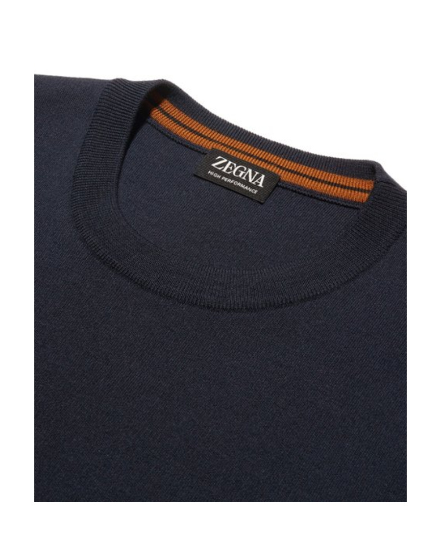 Zegna Crewneck Sweater With Ribbed Cuffs And Hem In Black