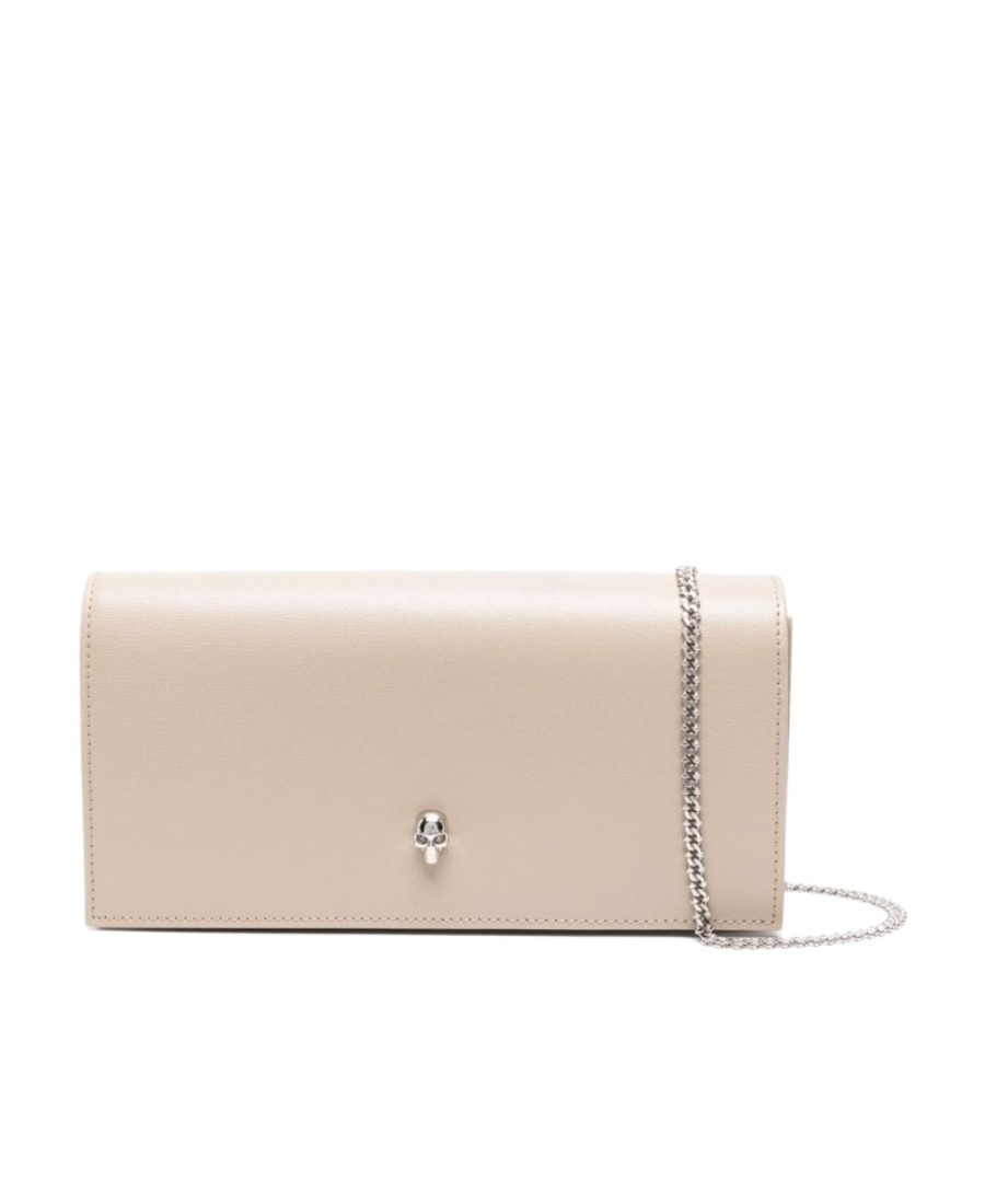 Alexander Mcqueen Skull-logo Leather Crossbody Bag In Nude
