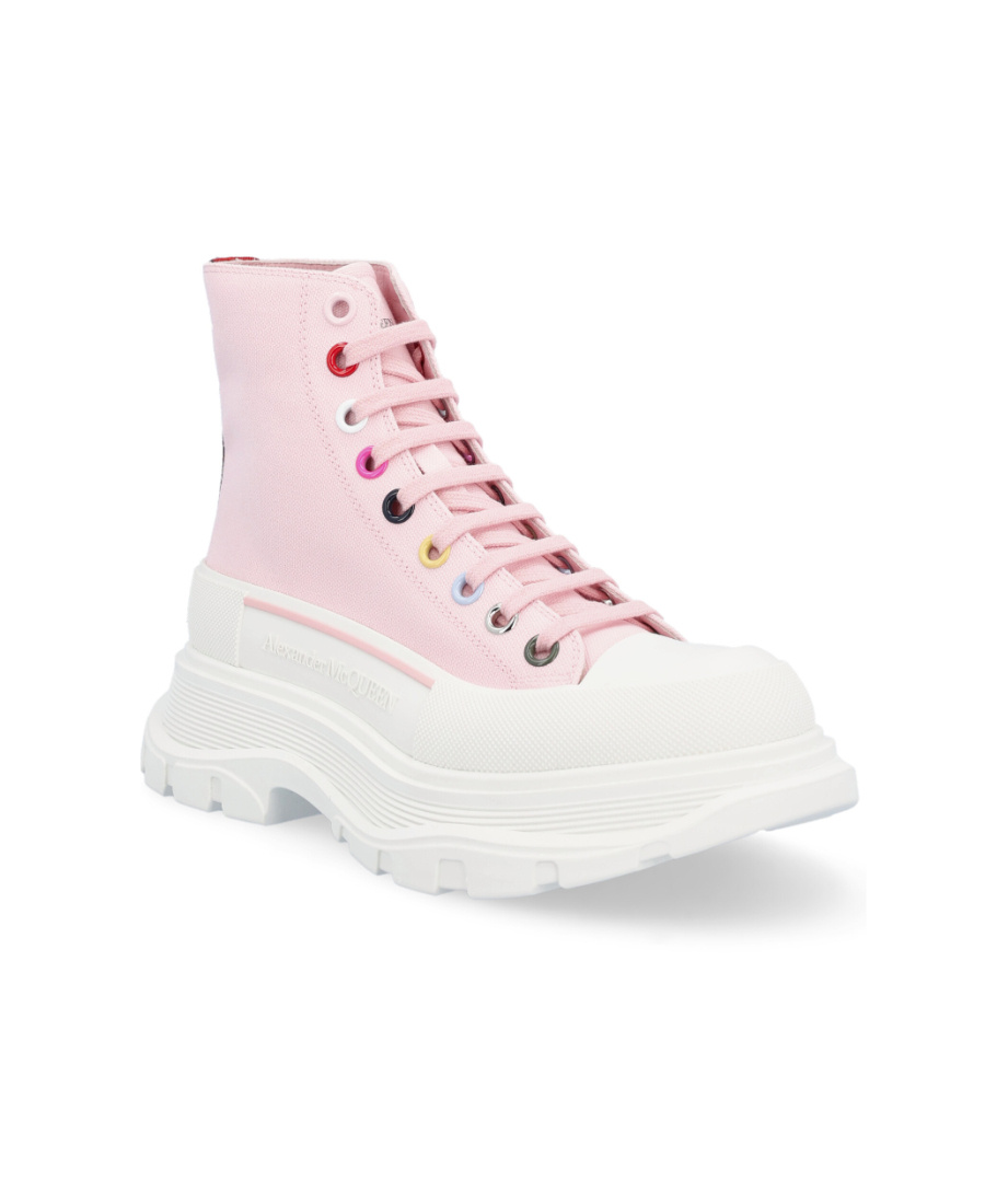 Alexander Mcqueen Tread High-top Lace Sneakers In Pink