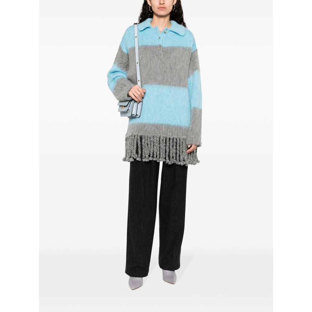 Etro Women's Striped Wool Blend Polo Shirt In Gray