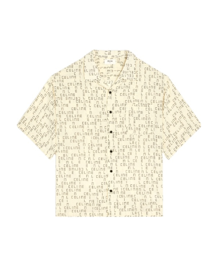 Celine Digital Printing Viscose Loose Hawaiian Shirt In White