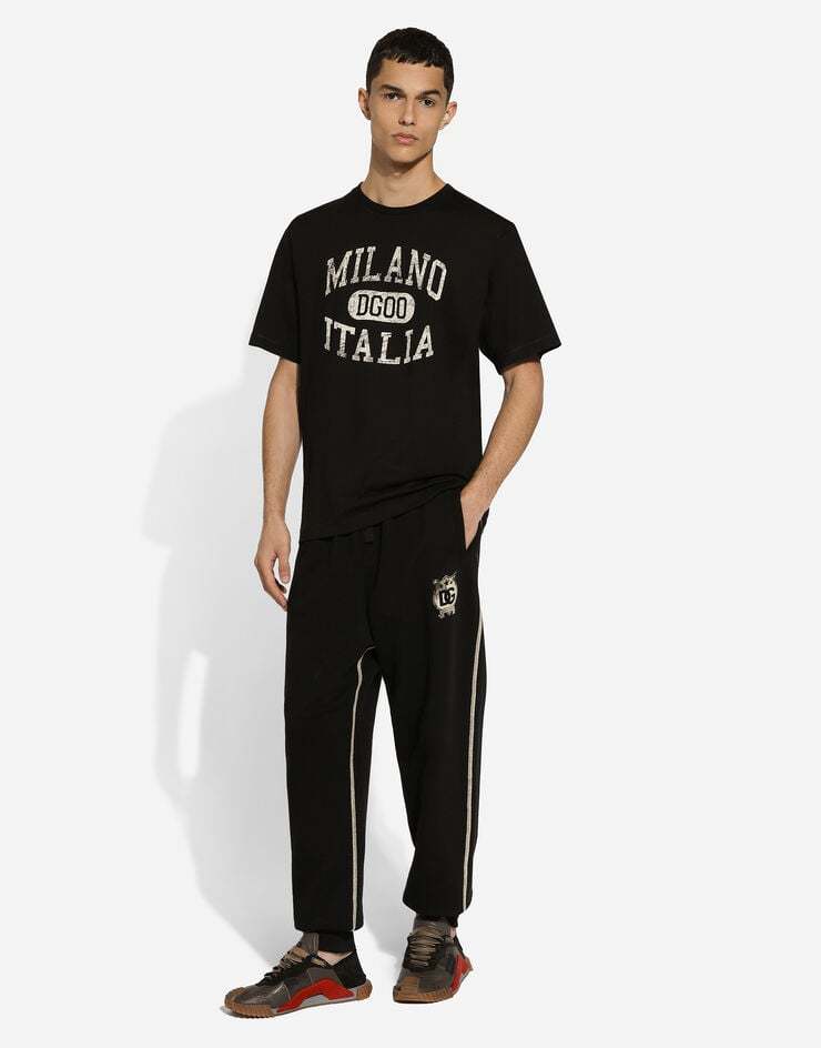 Dolce & Gabbana Jogging Pants With Heraldic Dg Logo In Black