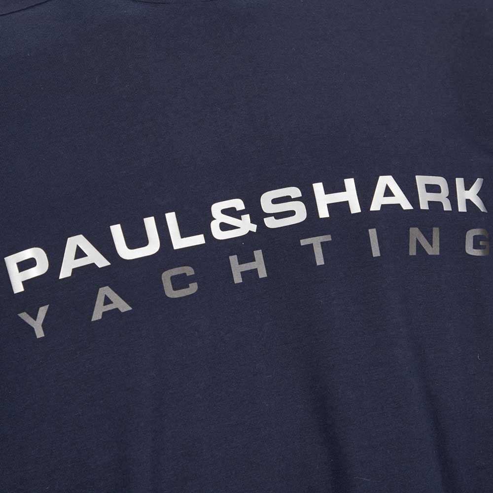 PAUL & SHARK NAVY BLUE ROUND COLLAR LOGO T-SHIRT