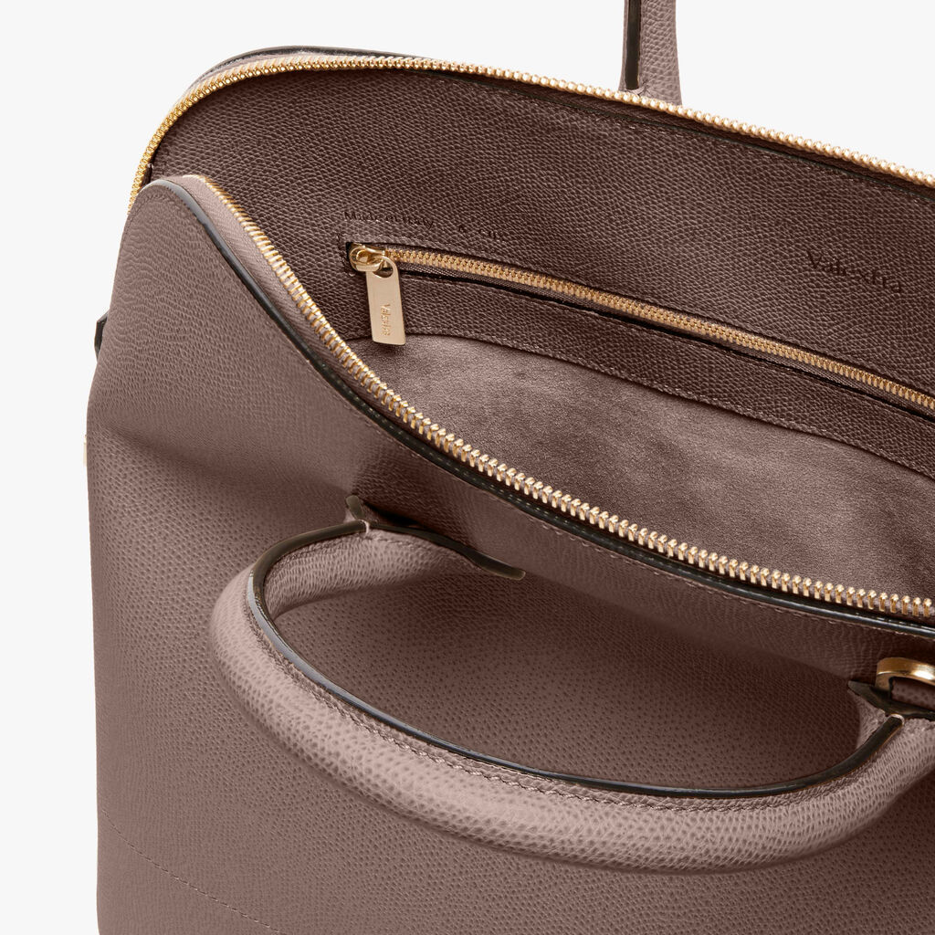 Valextra Large Mylogo Bowling Tote Bag In Brown