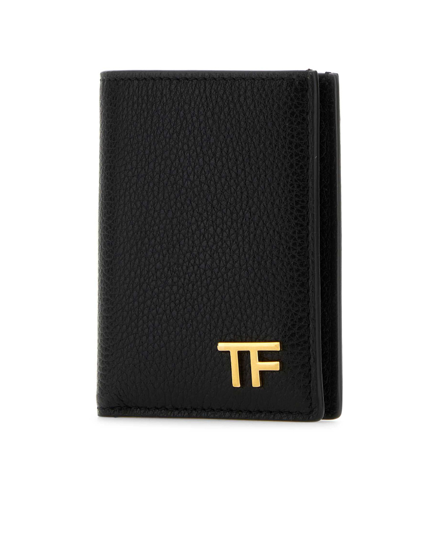Tom Ford Logo-plaque Leather Cardholder In Black