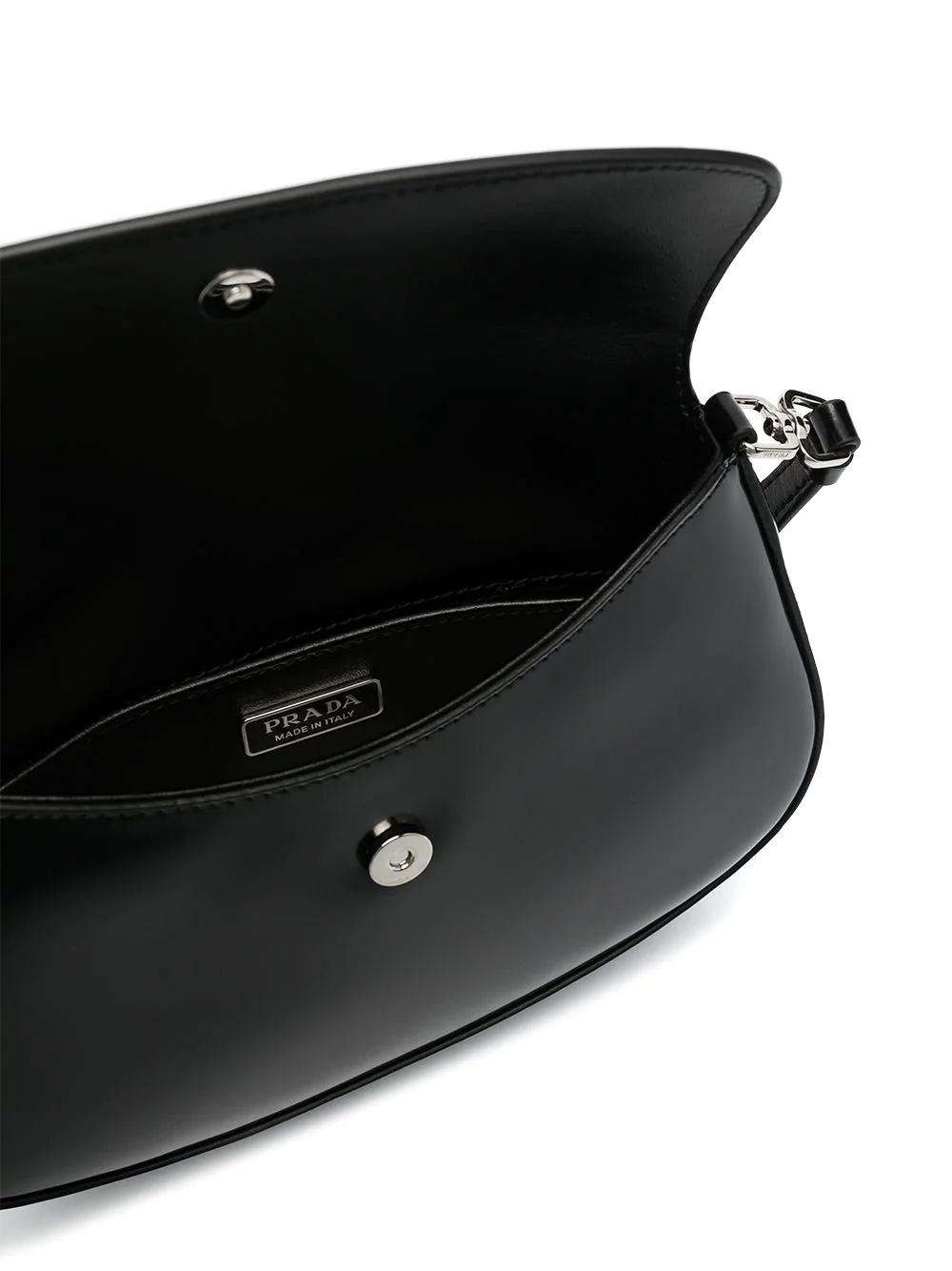 Prada Cleo Brushed Leather Shoulder Bag With Flap In Black