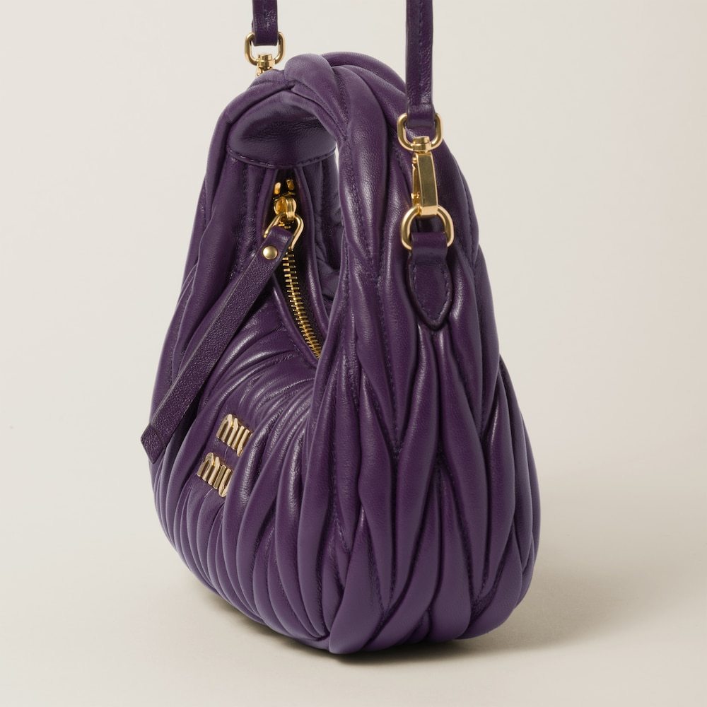 Miu Miu Mini Wander Quilted Leather Hobo Bag In Black