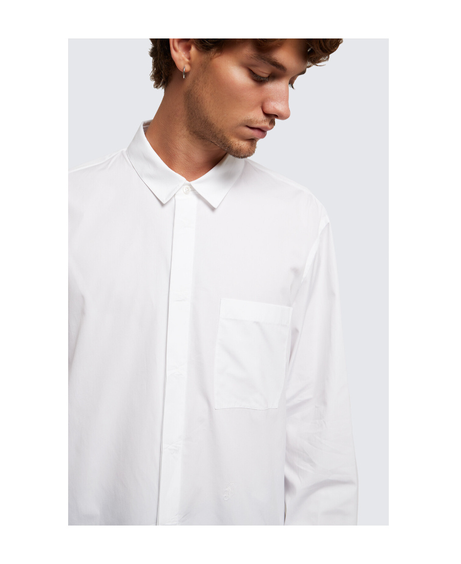 Jil Sander Concealed-front Fastening Poplin Shirt In White