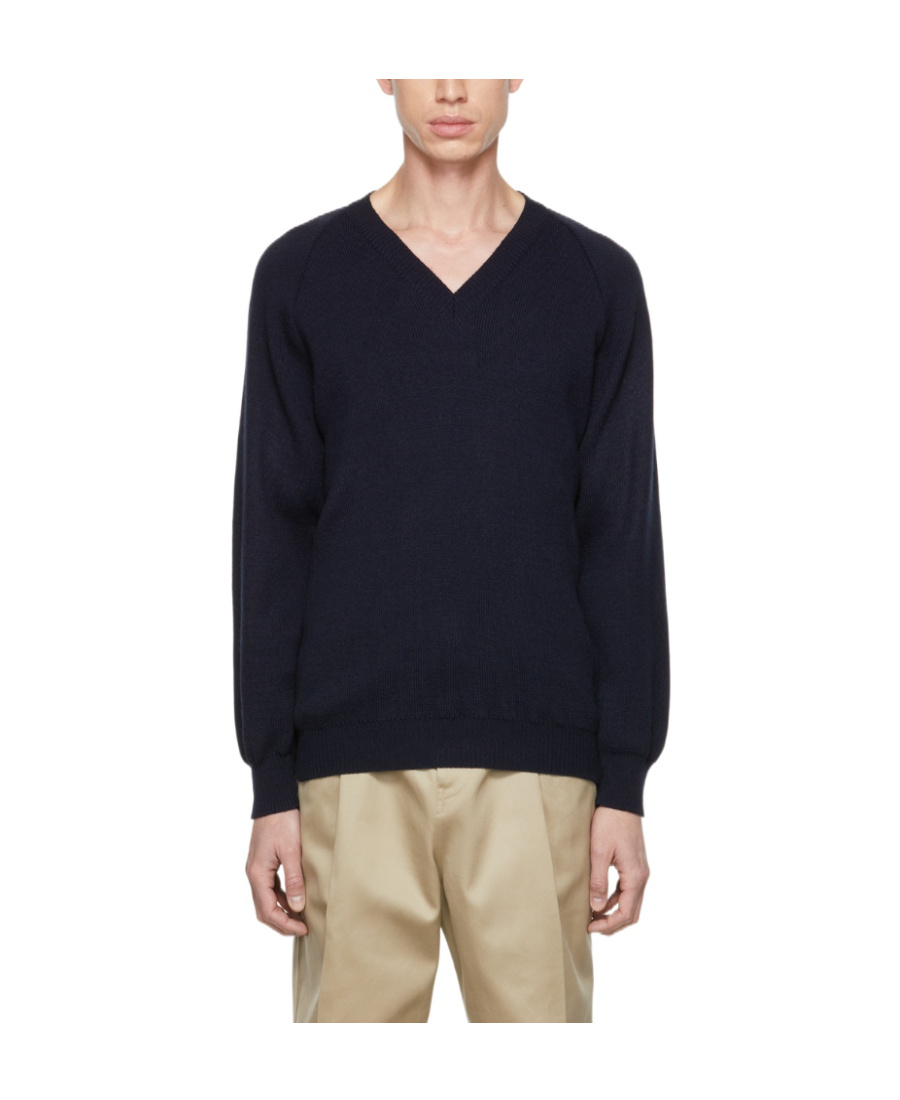 Comme Des Garçons V-neck Knitted Pullover In Black