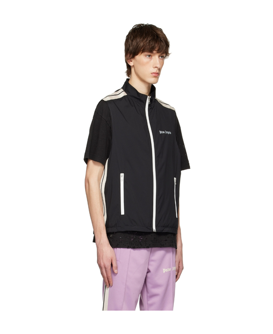 Palm Angels Logo Zip-front Sleeveless Jacket In Green