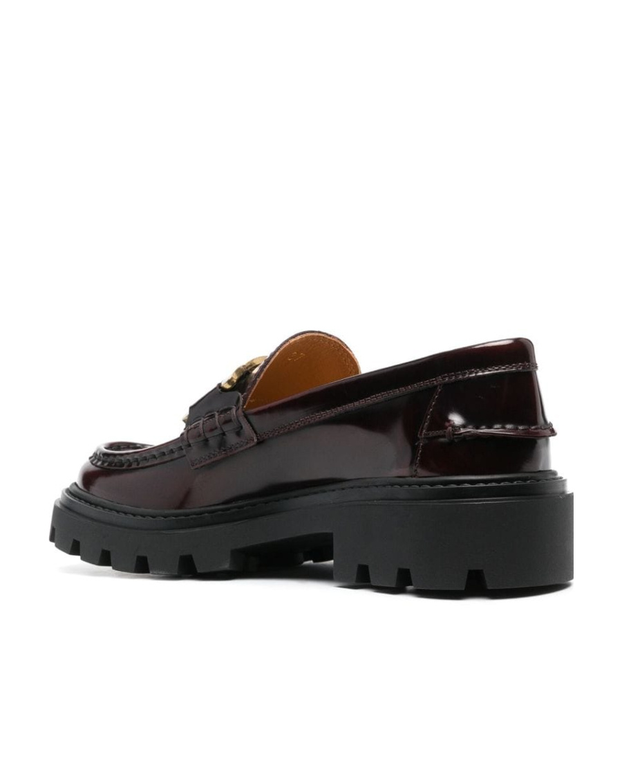 Tod's Woman Loafers Deep Purple Size 10 Leather In Purple