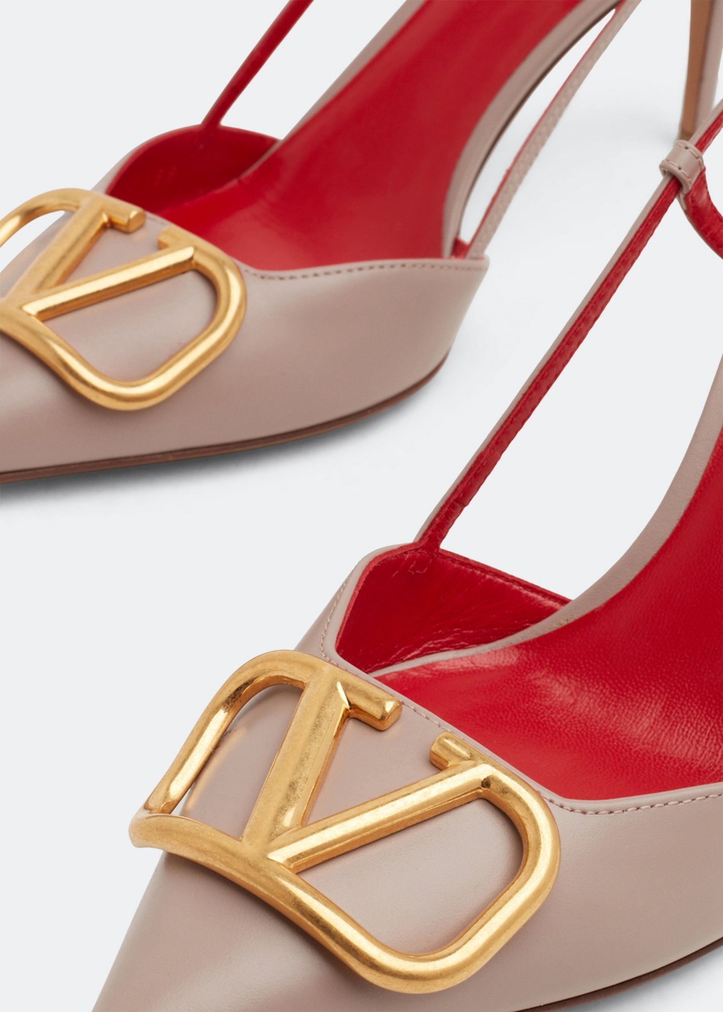 Valentino Womens Blush Vlogo 80 Pointed-toe Leather Slingback Courts In Nude