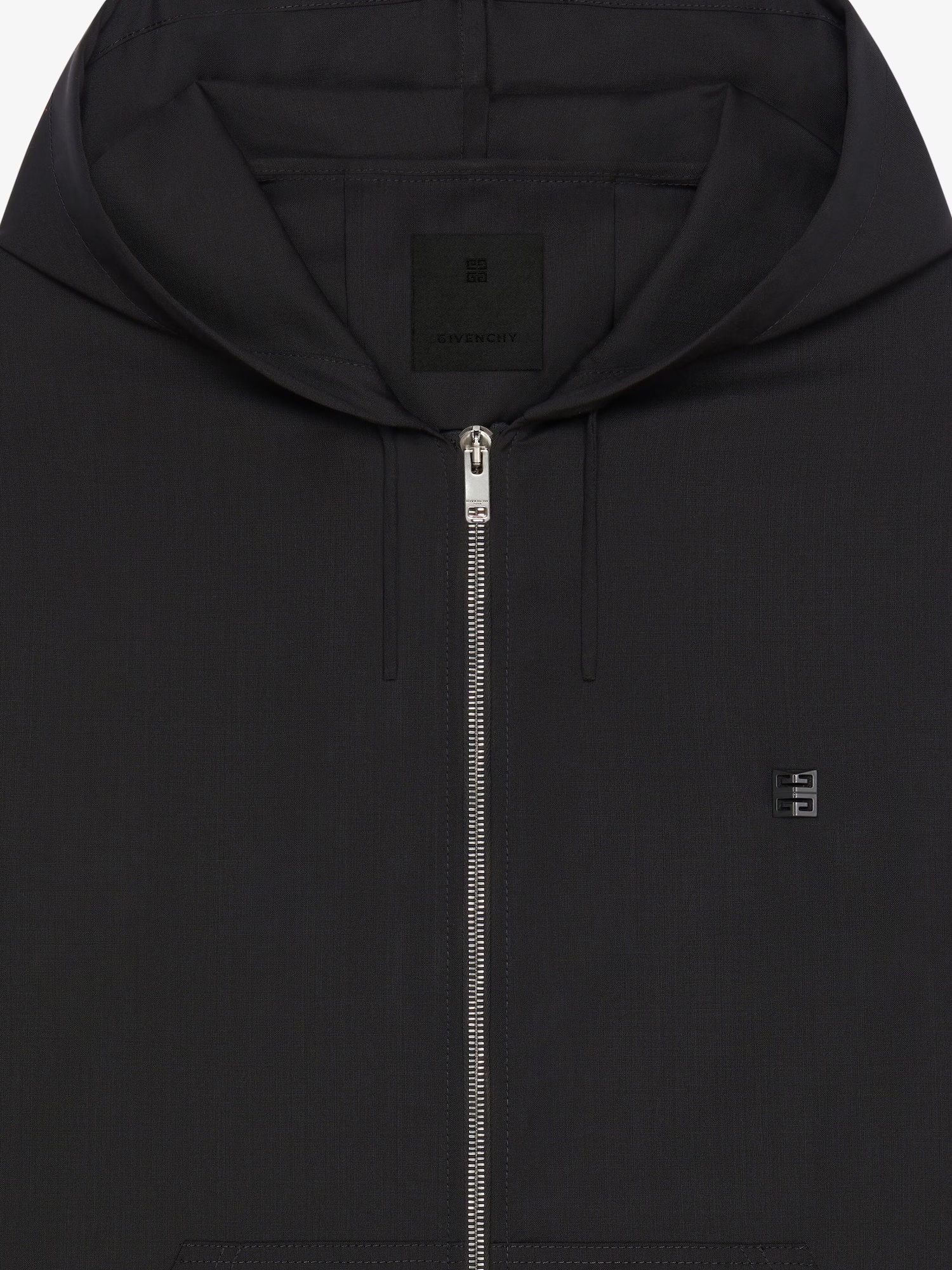 Givenchy Zipped Hoodie In Wool With 4g Detail In Black