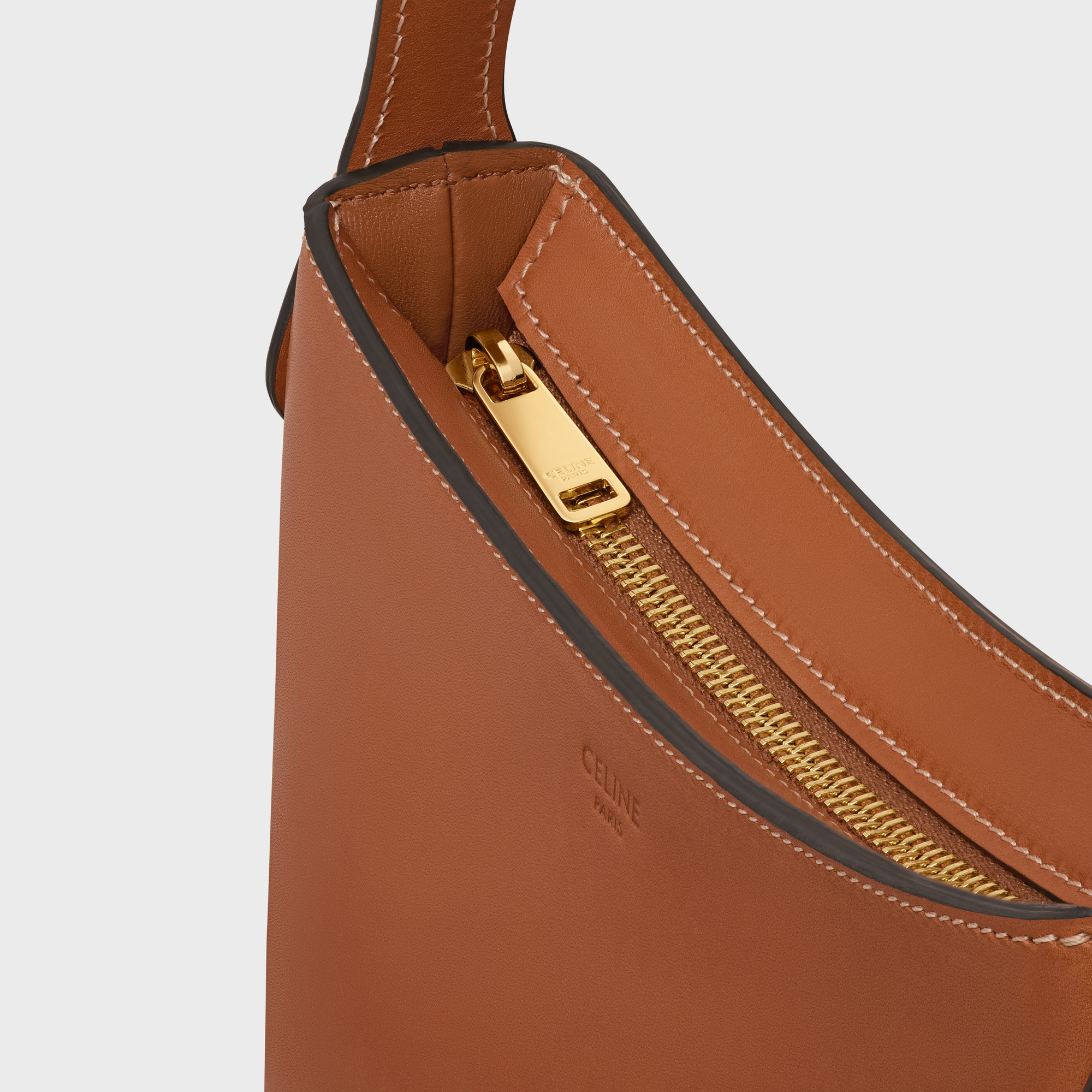 Celine Logo Shoulder Bag In Brown