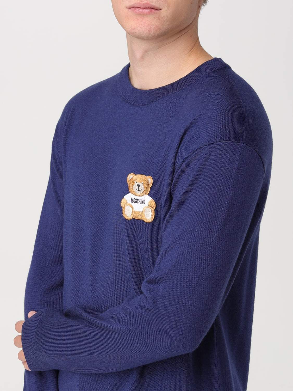 Moschino Blue Wool Sweater In Blue